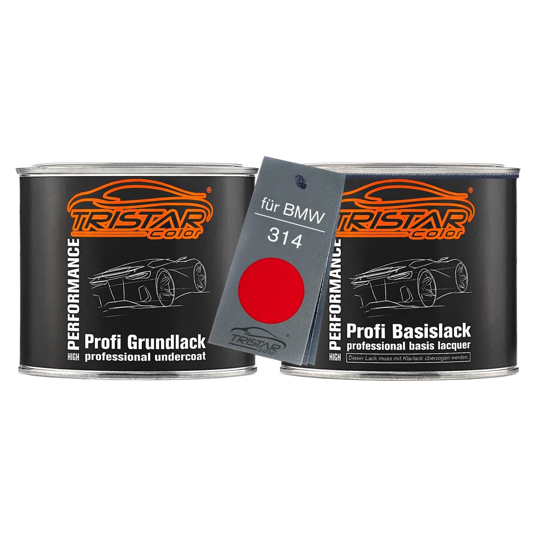 TRISTARcolor Autolack Set Dose spritzfertig für BMW 314 Hellrot Grundlack + Basislack 1,0L