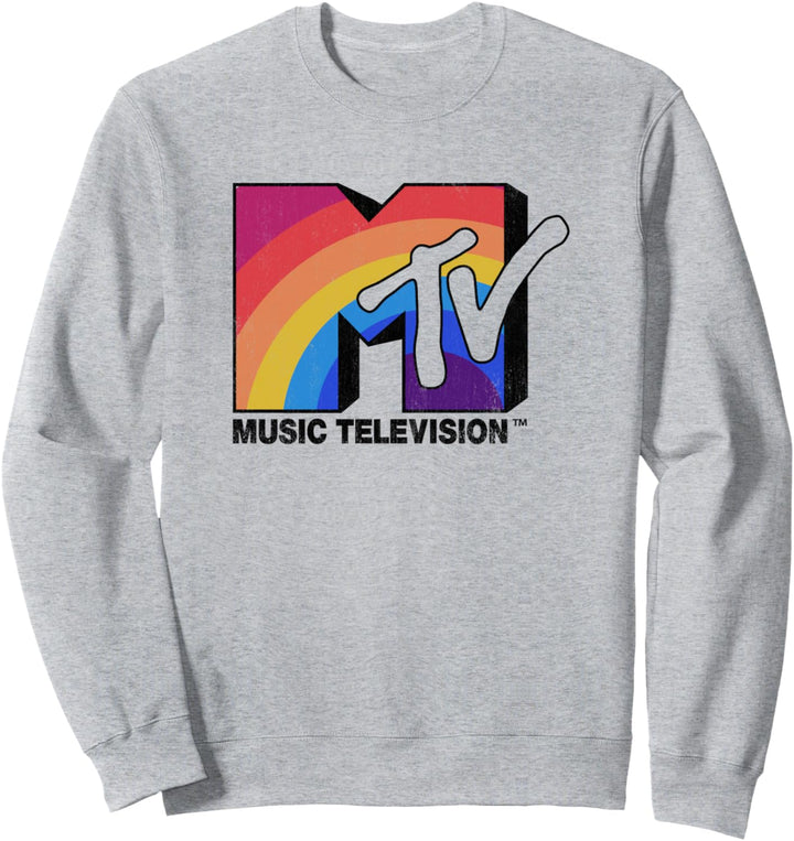 MTV Logo Rainbow White TV Sweatshirt