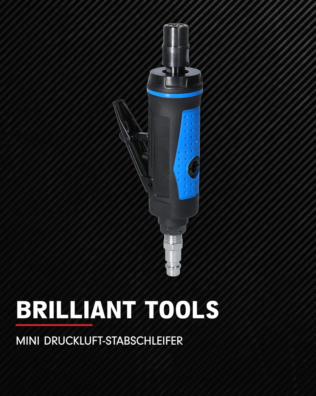 BRILLIANT TOOLS Mini Stabschleifer Druckluft gerade BT160702 22.000 U/min I Geradschleifer mit Drehz