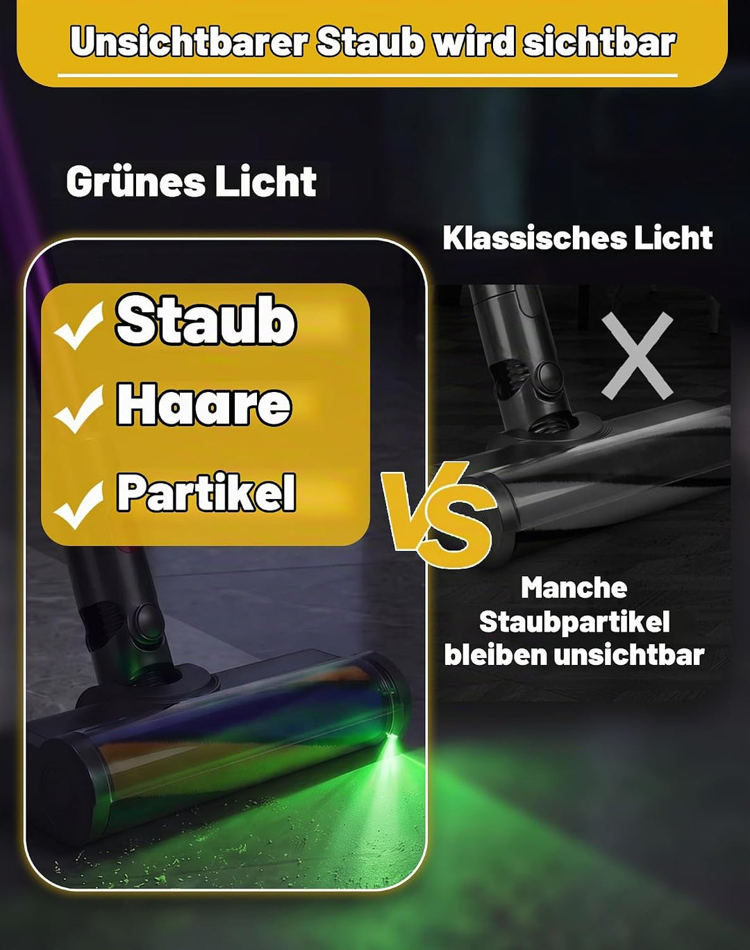 Bürste für Dyson V7 V8 V10 V11 V15 Bodendüse mit LED-Licht und Bürsten-Softwalze für Hartboden Ersat