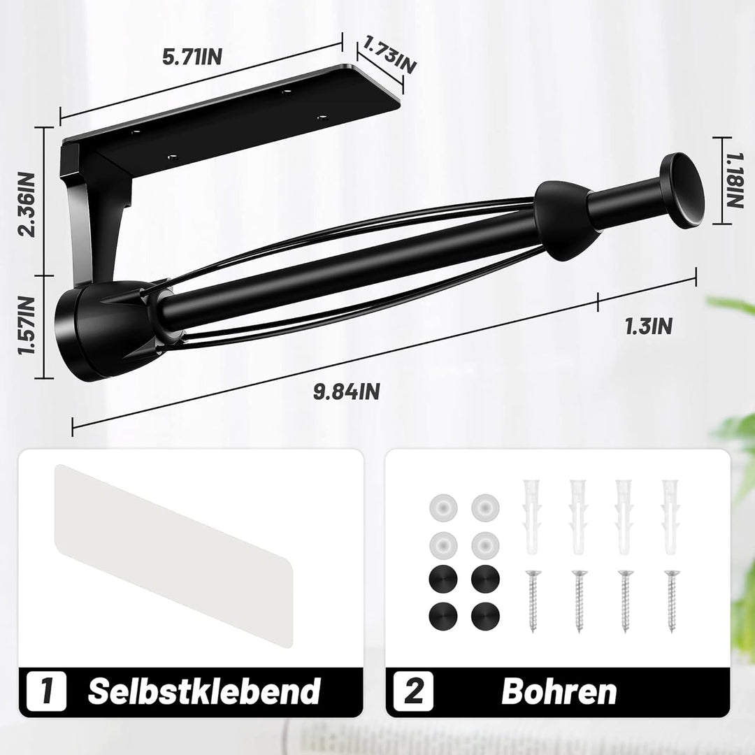 VEHHE Küchenrollenhalter mit Dämpfungseffekt, Küchenrollenhalter ohne Bohren Schwarz, Hängend Stark