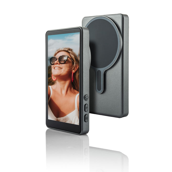 MOJOGEAR VS2 Selfie Vlog Monitor Kompatibel mit iPhone und Android - Grau - Drahtloser 4,02 Zoll IPS