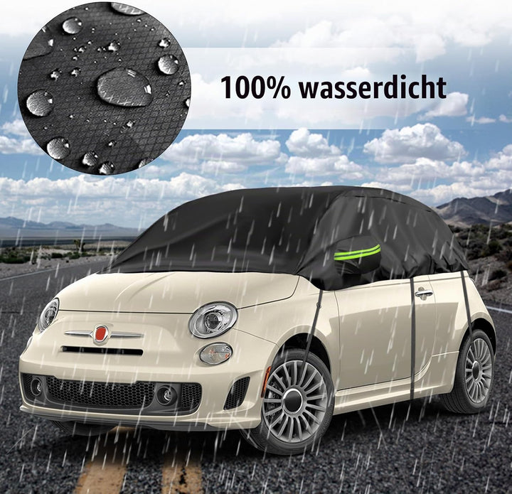 Halbgarage für 2007-2023 F-iat 500, Schwarz Massgeschneidertes Autogarage Softtop Halbabdeckung mit