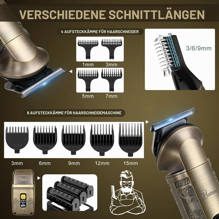 Hatteker Bartschneider Barttrimmer Herren Haarschneidemaschine Set Haarschneider Profi Rasierer Herr