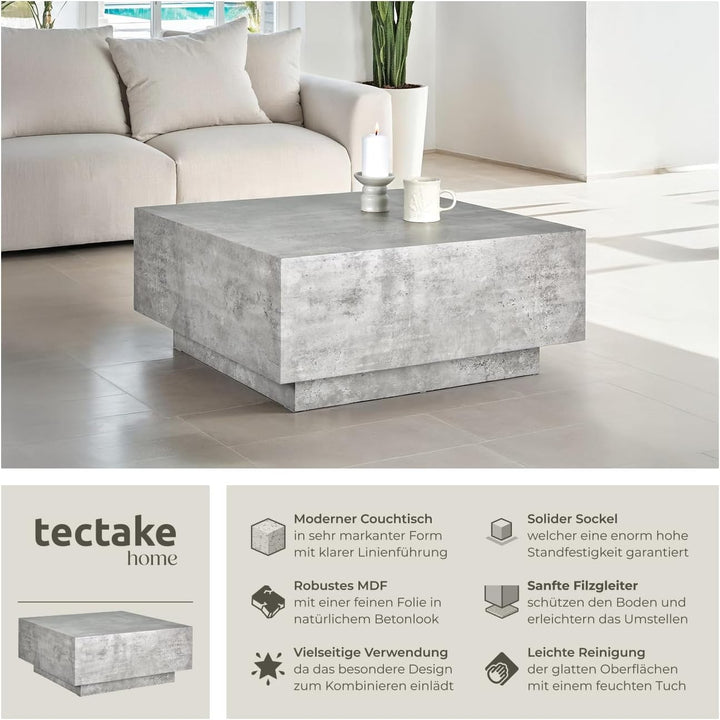 tectake® Couch Tisch, Room Decor in Beton Optik, Tisch Wohnzimmer, moderner Couchtisch, Beistelltisc