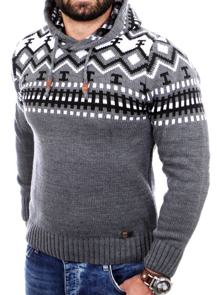 Reslad Norweger Pullover Herren Winterpullover Kapuzenpullover | Strickpullover für Männer RS-3013 S