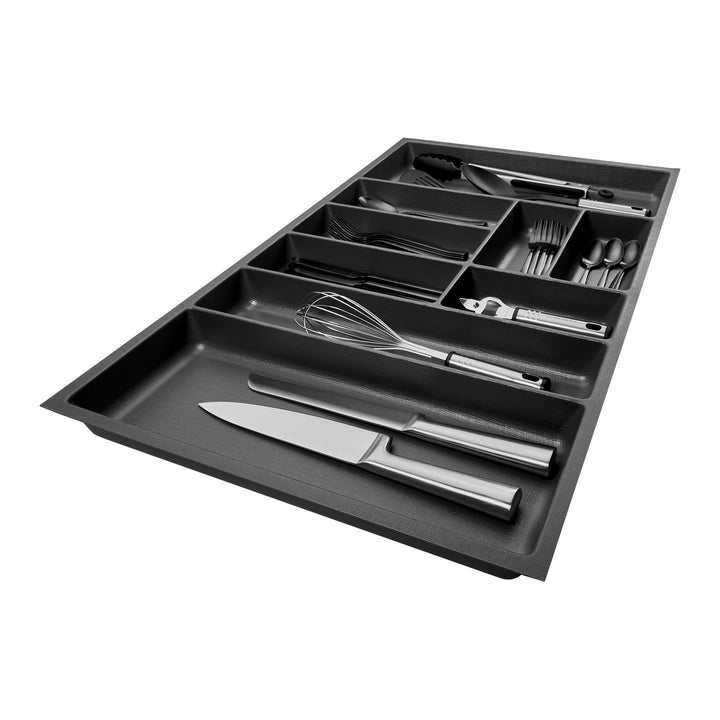 SO-BOX 2 Besteckkasten Breite 80,9 cm, Tiefe 46,2 cm mit anthraziter Kanvas-Struktur für Schubladen