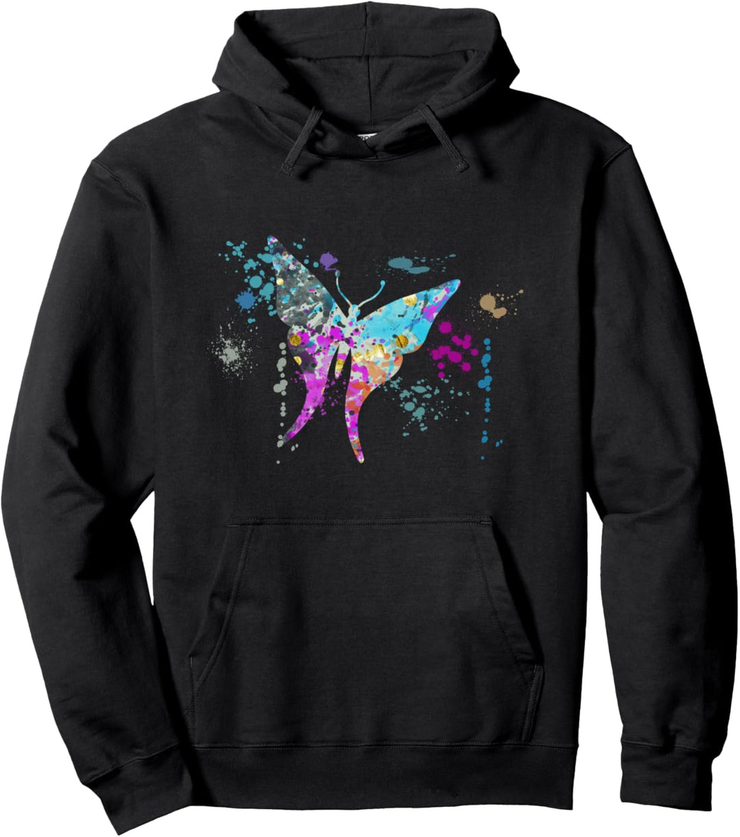 Mottenbunte Aquarell-Silhouette-Motten Pullover Hoodie