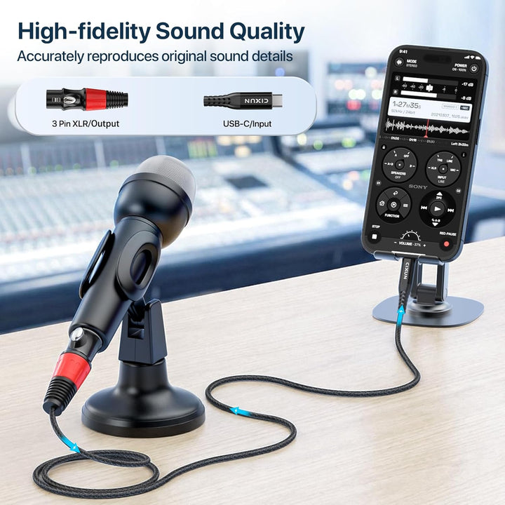 USB-C zu XLR Mikrofonkabel, Hi-Fi Geflochtenes Audiokabel, Kompatibel (3M), 3M