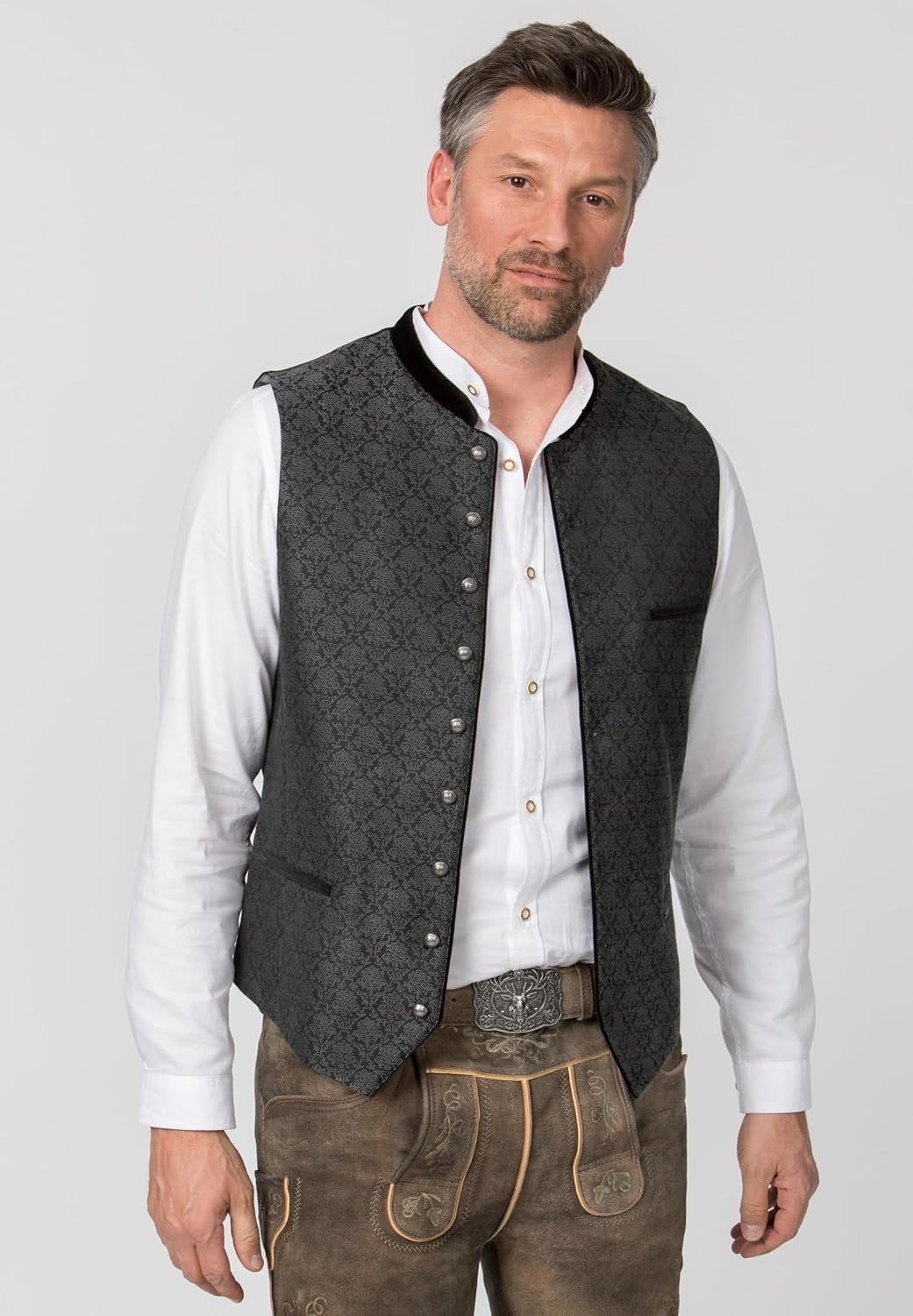 Stockerpoint Herren Weste Leono Trachtenweste 54 Schwarz, 54 Schwarz
