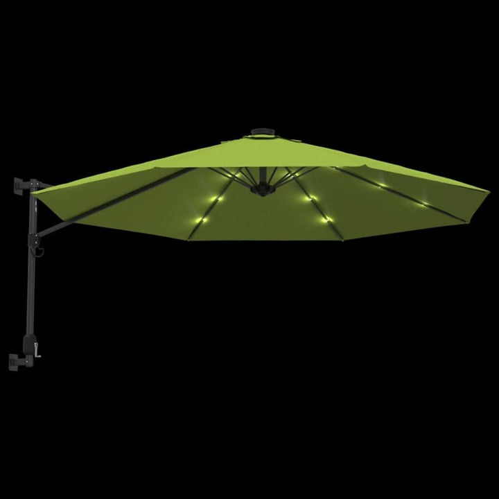 vidaXL Wand-Sonnenschirm mit LEDs Apfelgrün 290 cm, Grün