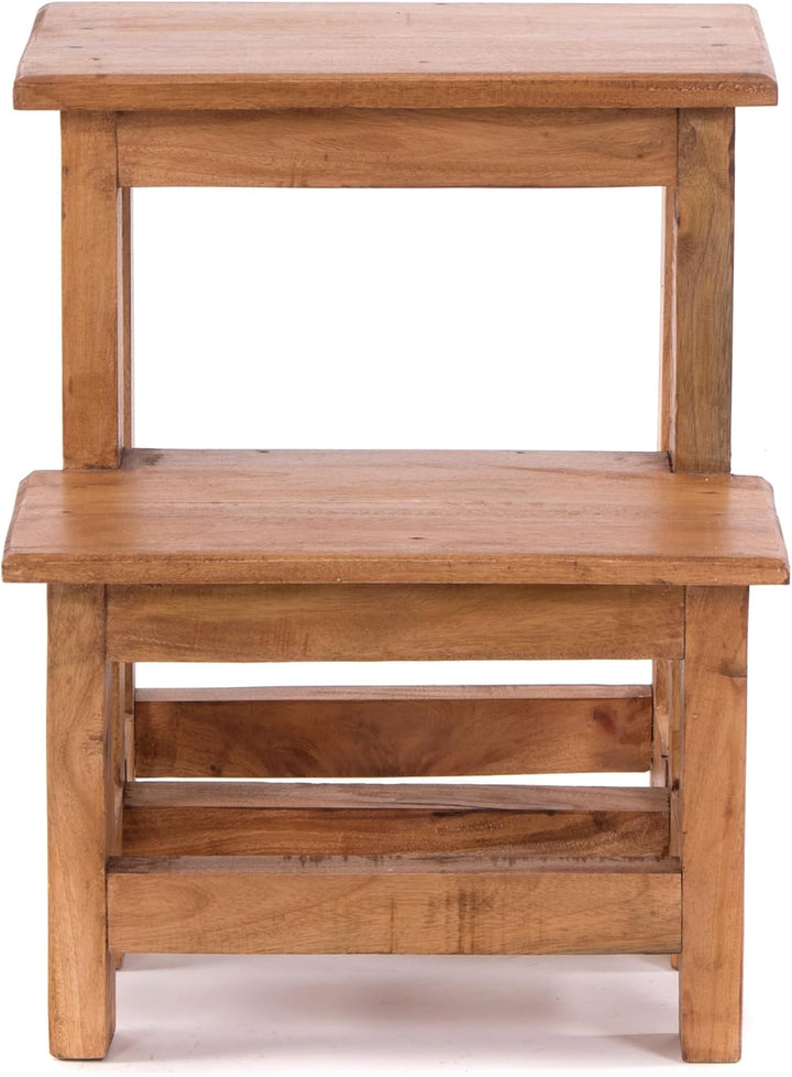TRITTHOCKER Step | 47 x 37 cm, Recycling Holz, zweistufig | Trittleiter, Haushaltstritt