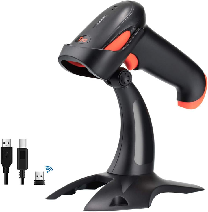 Tera Barcode-Scanner 1D 2D QR 3 in 1 Wireless 2.4 GHz/Bluetooth/USB Wired Barcode-Lesegerät mit Stän