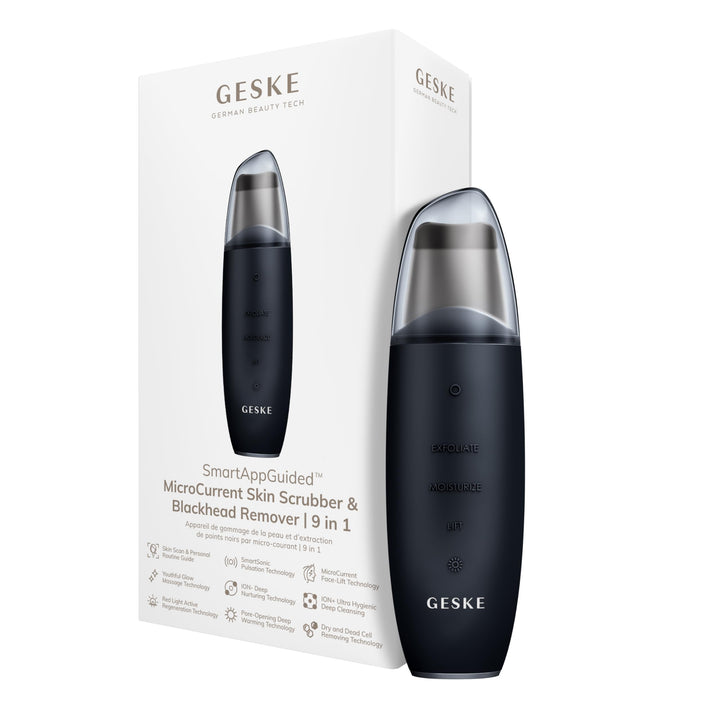 GESKE | SmartAppGuided™ MicroCurrent Skin Scrubber &amp; Blackhead Remover | 9 in 1 | Skincare Tools | F