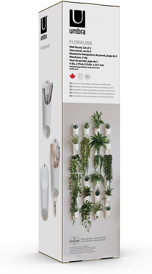 Umbra Floralink Wandvasen, Kunststoff, Weiss, 3er-Set