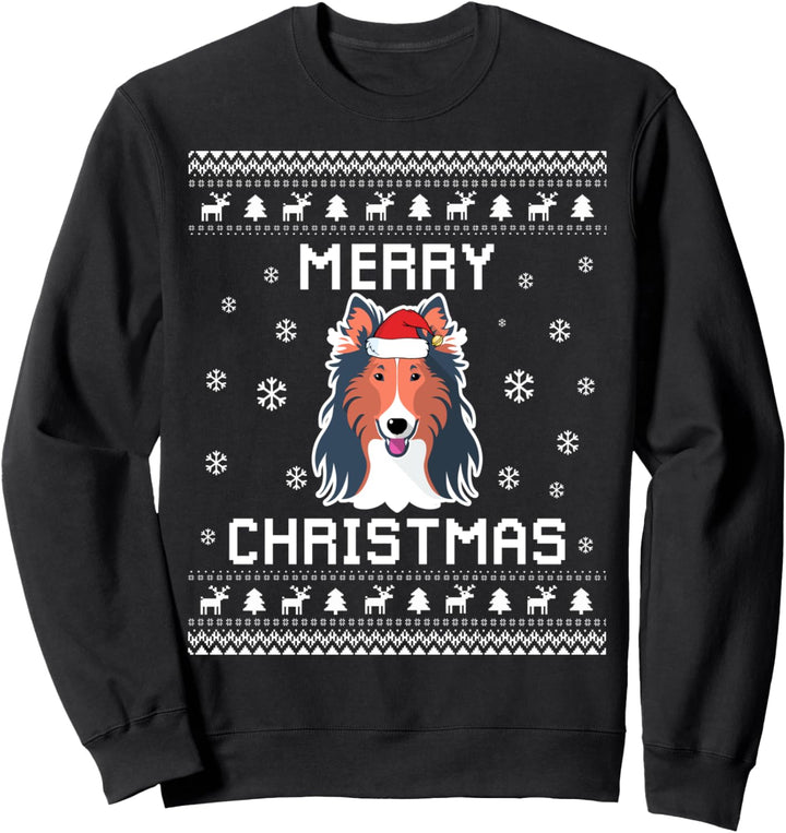 Rough Collie Dog Owner Hässlicher Weihnachtspullover Sweatshirt