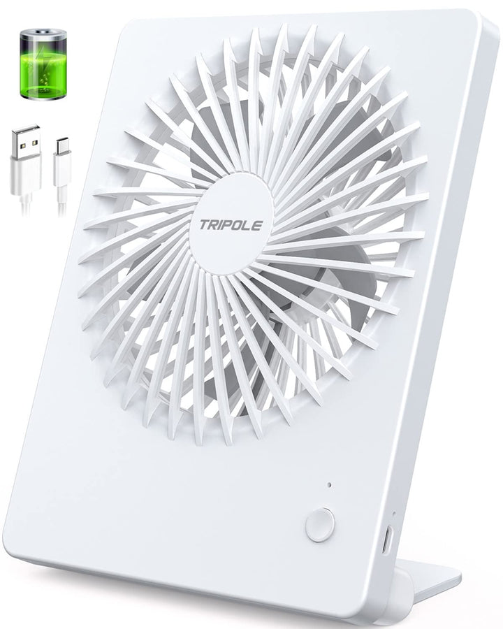 TriPole Tischventilator Leise, 2000mAh Ladefähige USB Ventilatoren Ausführen Bis zu 4-16 Std, 3 Gesc