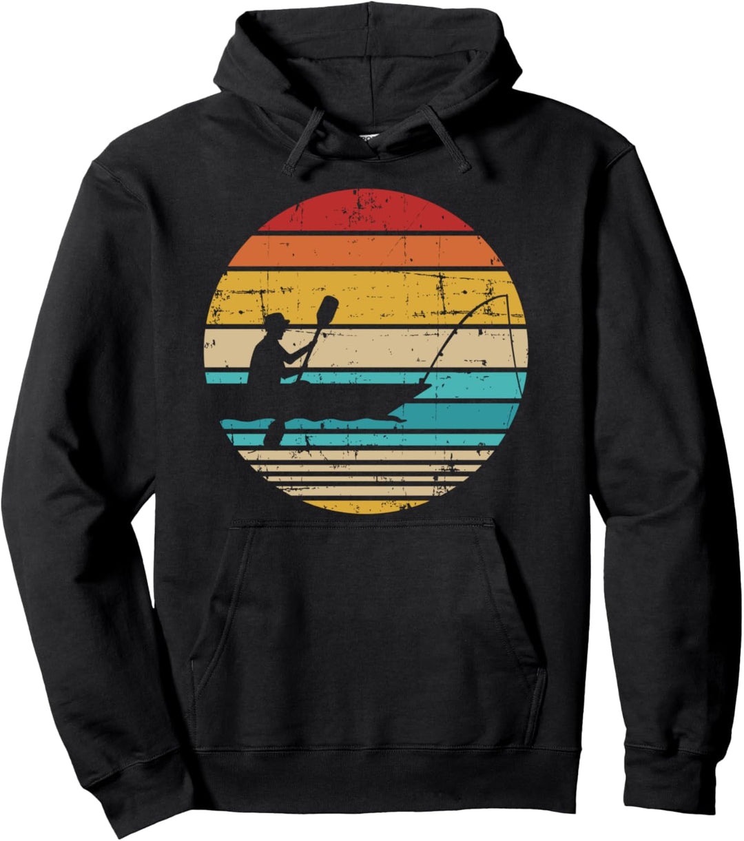 Kajak Angeln vintage retro Pullover Hoodie