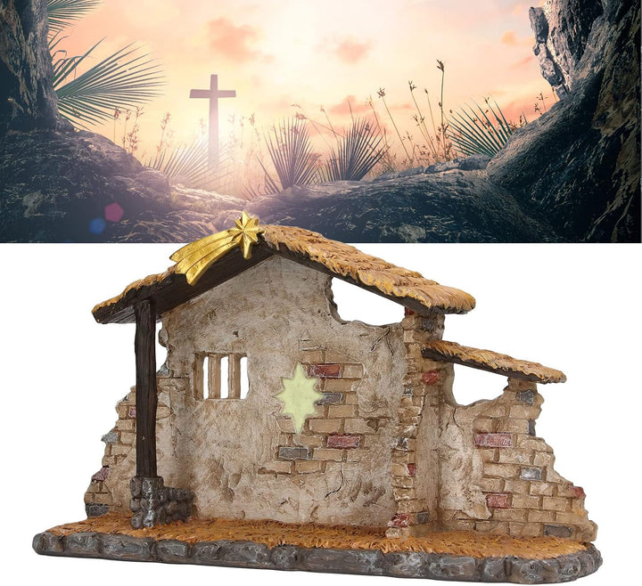 Raguso Weihnachtskrippe-Schuppen-Statue, vielseitig einsetzbar, Exquisite Verarbeitung, langlebige K