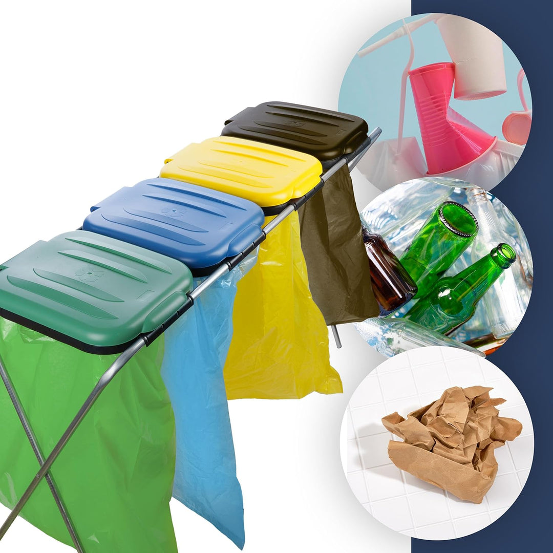 Müllsackständer 128x36x74 cm Müllsackständer stabil 4 Ständer Müllsäcke 120L Buntes Müllsackhalter m