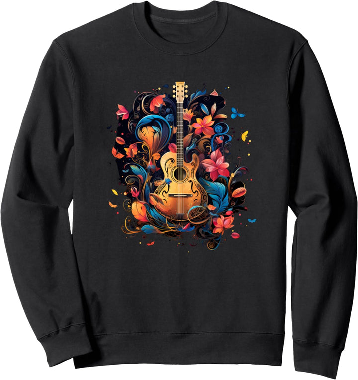 Gitarre Design mit Blumen Sweatshirt