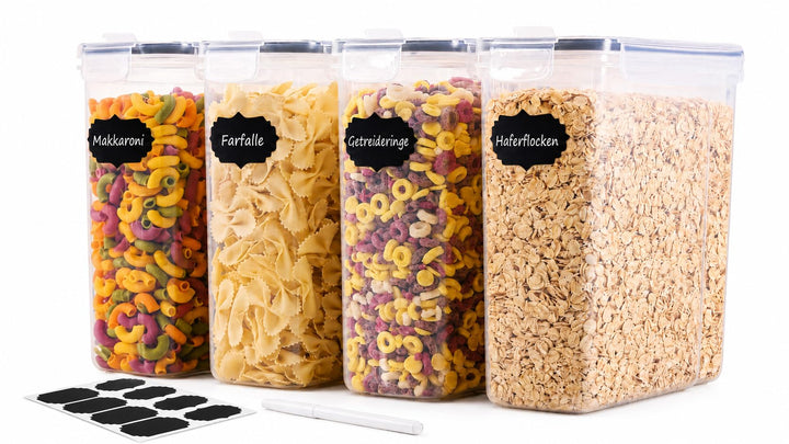 Vorratsdosen mit Deckel Luftdicht 4L - 4er Set Aufbewahrungsbox Küche BPA Frei, Stapelbare Vorratsbe
