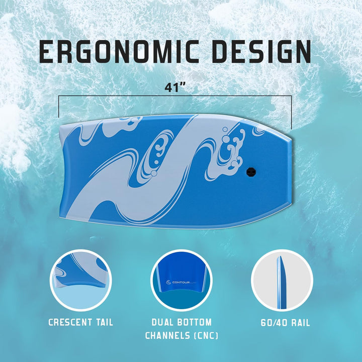 Breeze 104,1 cm Bodyboard – Leichtes EPS-Core-Bodyboard mit IXPE-Deck, HDPE Slick Bottom, Halbmondsc