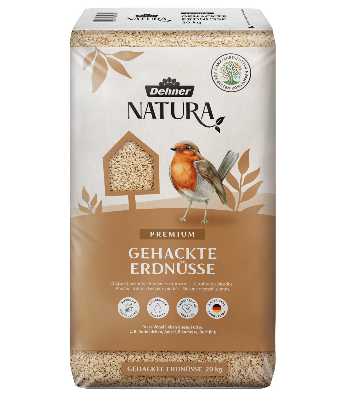 Dehner Natura Wildvogelfutter, gehackte Erdnüsse, 20 kg 20 kg (1er Pack) Single, 20 kg (1er Pack) Si