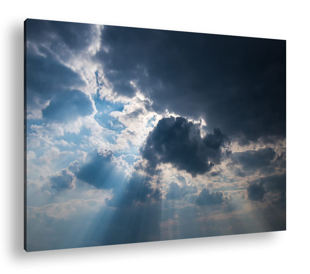deyoli strahlende Wolken Format: 80x60 als Leinwandbild, Motiv fertig gerahmt auf Echtholzrahmen, Ho