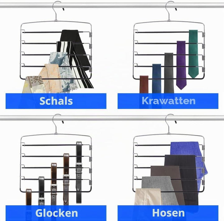 Hosenbügel Platzsparend 3er Set, 5 Ebenen &amp; 4 Drehbare Arme