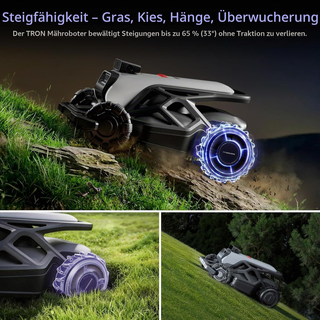 TRON Mähroboter ohne Begrenzungskabel für 2400 m² | AI Navigation VSLAM + NRTK Haute Précision, Zéro