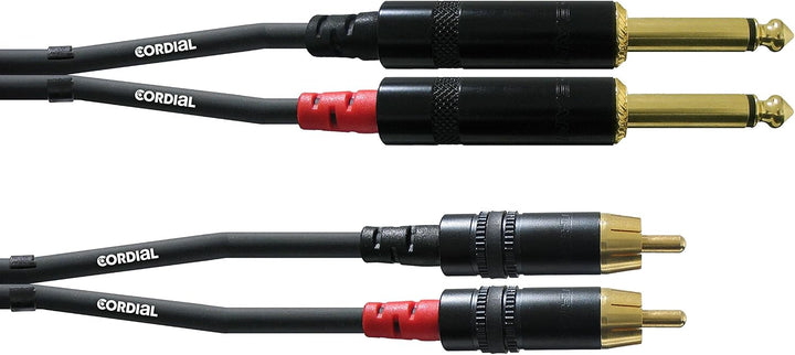 CORDIAL Kabel audio doppelt jack mono/Rca 3 m Kabel AUDIO Essentials Jack Noir Single, Noir Single