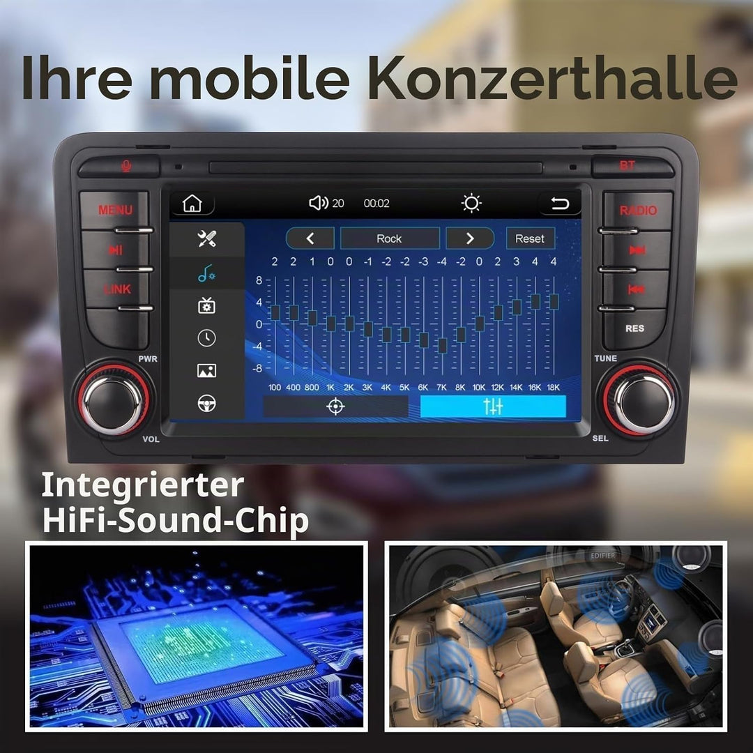 LXKLSZ Autoradio kompatibel mit drahtlos Carplay/Android Auto für Audi A3 S3 RS3 2003-2012 mit 7 Zol