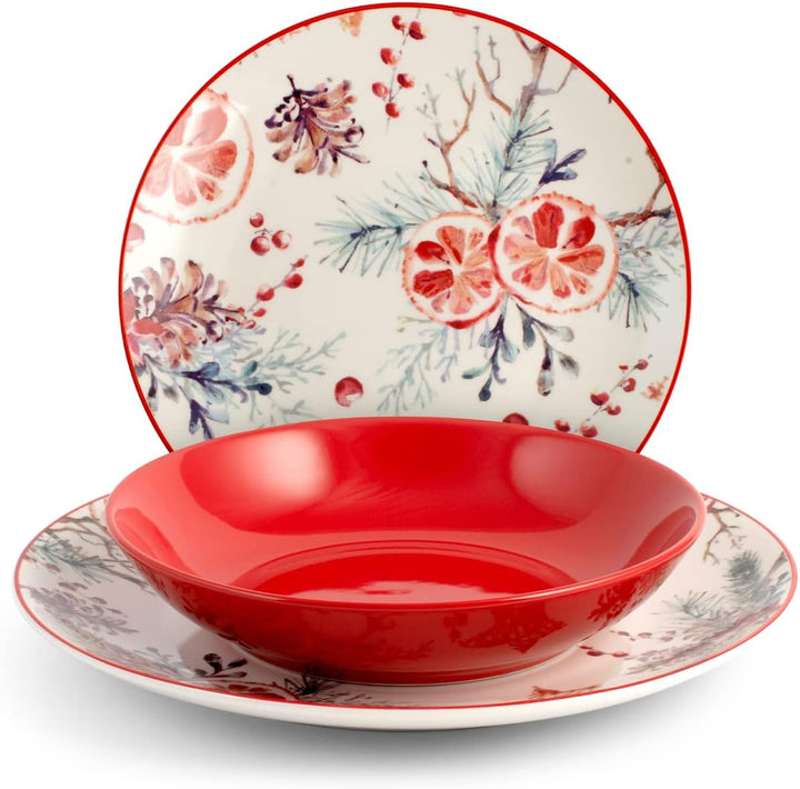H&amp;h servizio tavola natalizio 18 pezzi celebration rosso