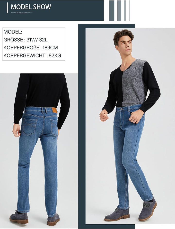 Thermojeans Herren Thermohose Schneehose gefütterte Winterhose Winterjeans mit Fleece gefüttert Hose
