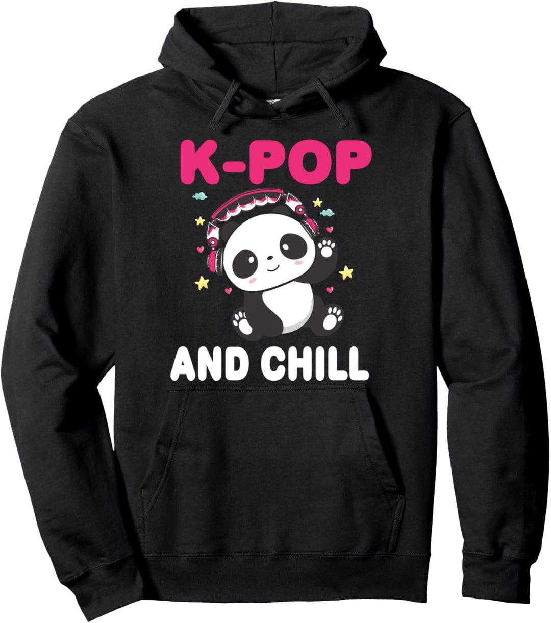 Panda K-Pop and chill Pandabär Korea Musik Anime Panda Pullover Hoodie