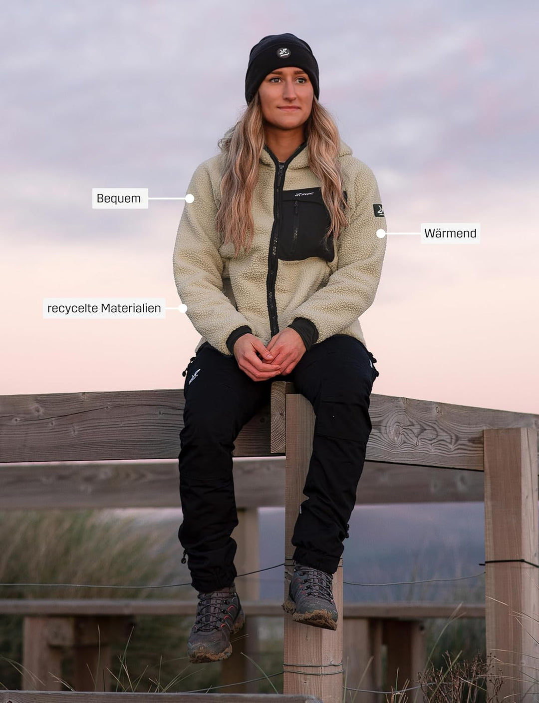 RevolutionRace Sherpa Hoodie für Damen, Outdoor Fleecejacken perfekt für Wanderungen und Outdoor-Abe