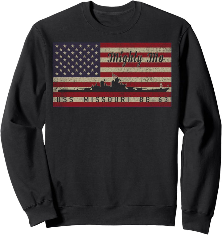 USS Missouri BB-63 Schlachtschiff Amerikanische Flagge Sweatshirt