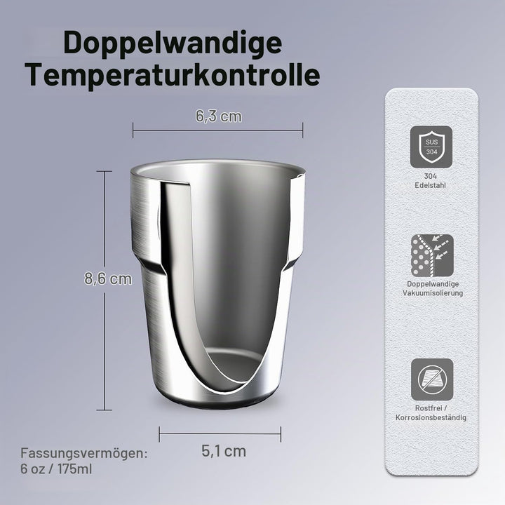 Cocktail Shaker Set mit Stapelbaren Bechern 900ml Premium Edelstahl Frostsicherer Doppelwand-Barkeep