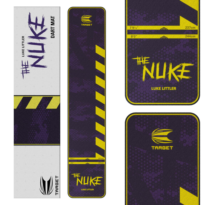TARGET Darts Luke Littler Dartmatte, The Nuke Darts Matte | Dart Oche Matte mit Soft- und Steeldarts