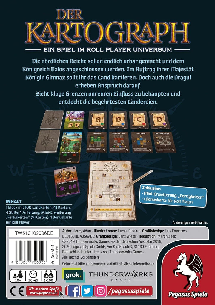 Pegasus Spiele 51310G - Der Kartograph, C-rahmenlos Single, Single