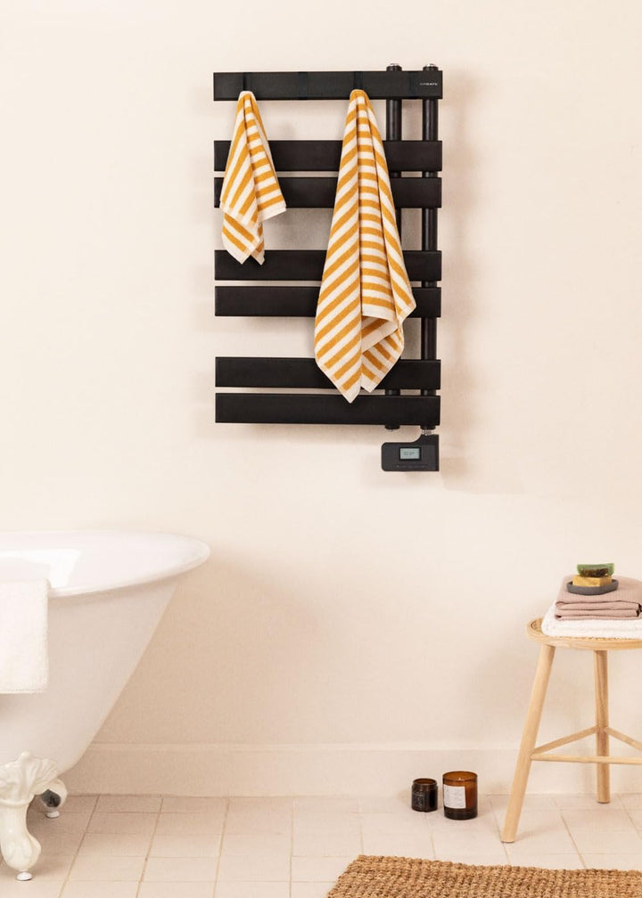 CREATE/WARM TOWEL MODERN/Elektrischer Badheizkörper Schwarz / 80x50 cm / 2 in 1, 6 Betriebsarten, LC