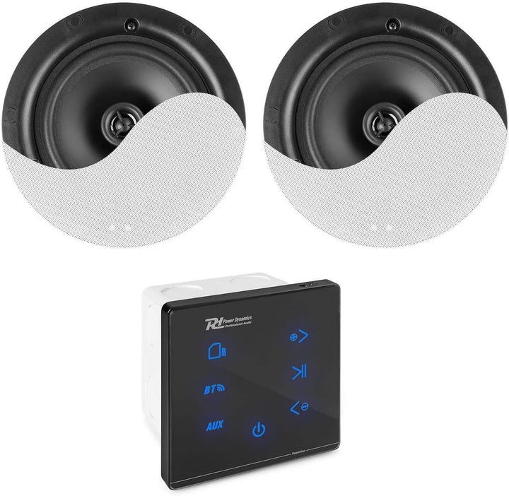Powerline A50BSet Audio-Wandverstärker mit 2 Deckenlautsprechern 2er Set black, 2er Set black