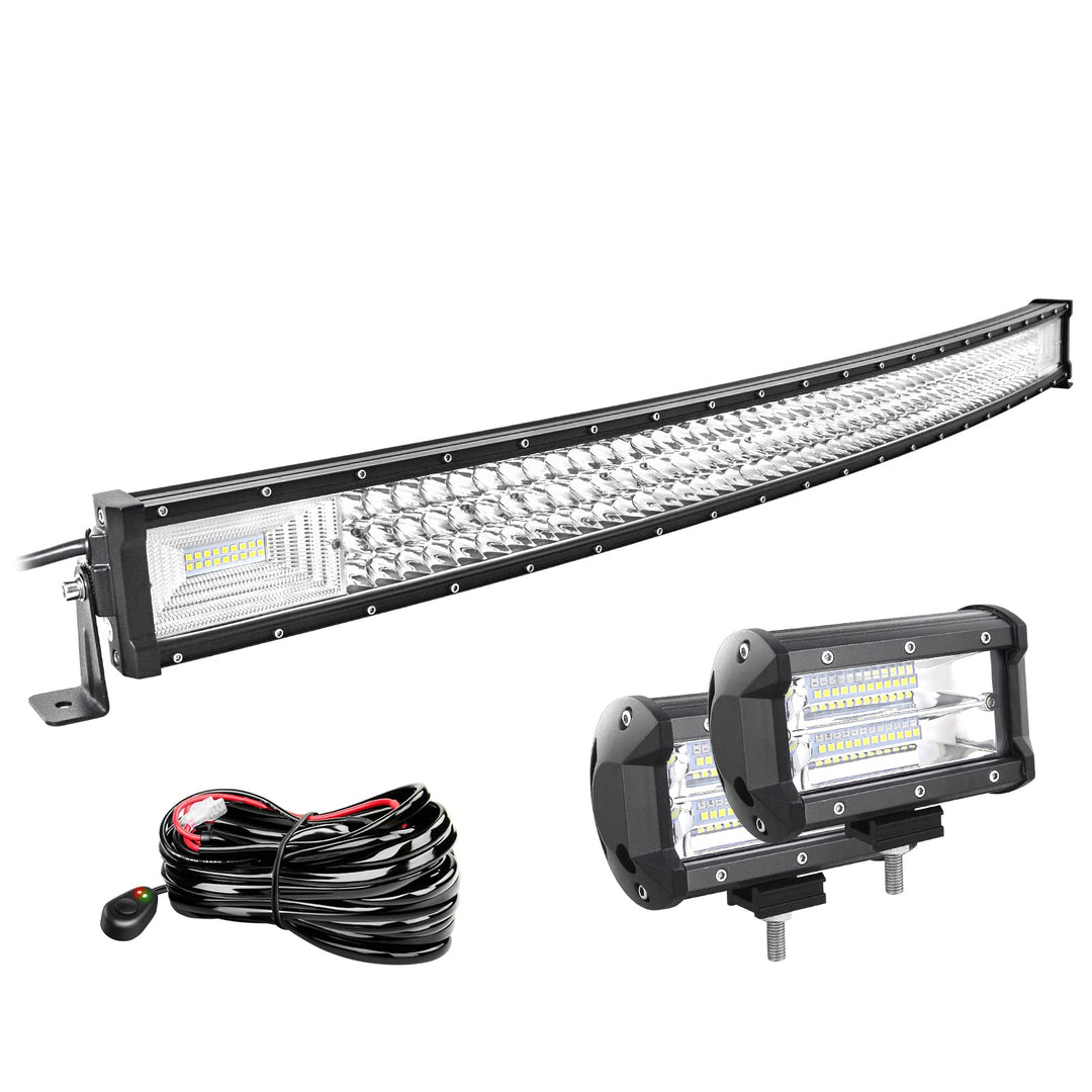 Willpower 42 Zoll 107CM 540W Led Arbeitsscheinwerfer Bar Gebogen + 2pc 5 Zoll Led Scheinwerfer + Kab