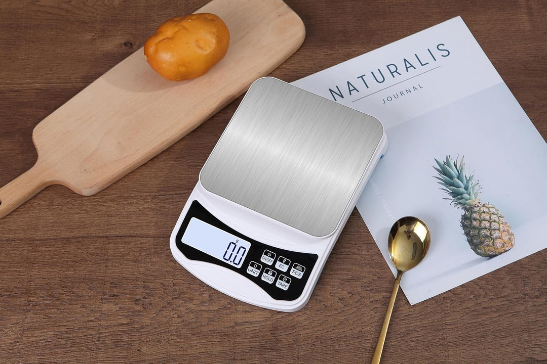 INF Digitale Küchenwaage 5 kg / 0,1 g, Perfekt zum Kochen oder Backen, Mehrere Gewichtsmesseinheiten