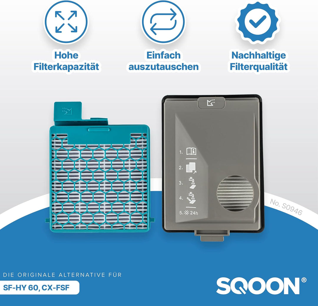 SQOON® Staubsaugerfilter für Miele, Ersatzfilter, Zubehör für Miele Filter, Miele Boost CX1 Filter,