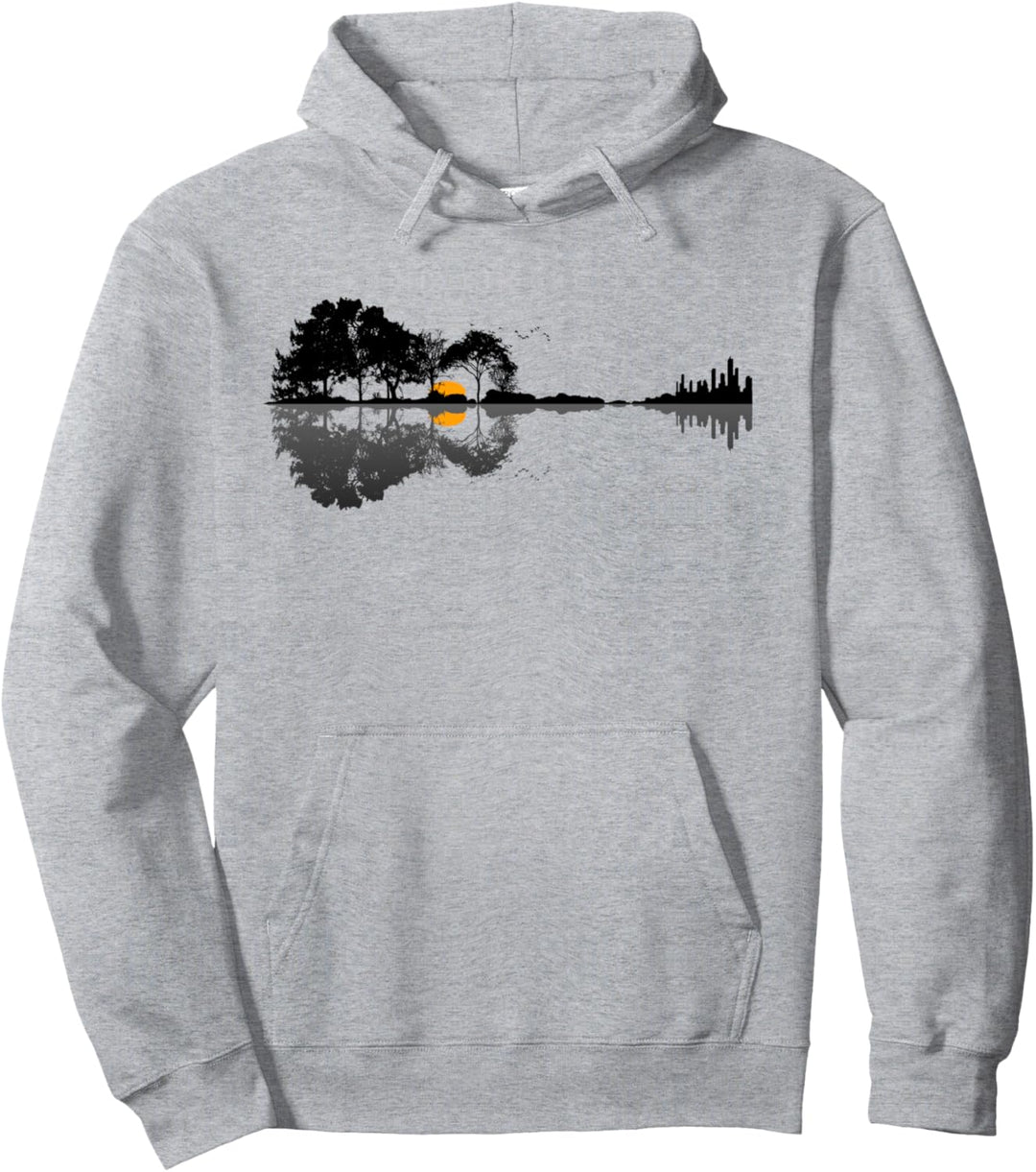 Gitarre Natur See Schatten Design Gitarrist Geschenk Design Pullover Hoodie