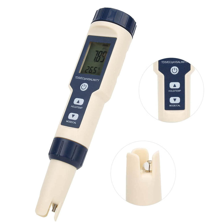 5 in 1 tragbares digitales PH/Salzgehalt/Temp/TDS/EC Messgerät Multifunktionaler Wasserqualitätstest