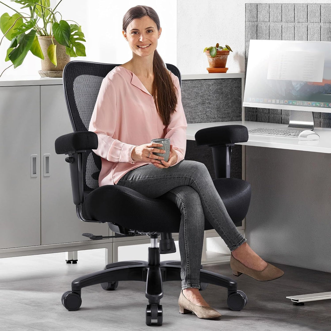 IWMH Bürostuhl 200kg XXL, Bürostuhl Ergonomisch, Grosse und hohe Schreibtischstuhl,Mesh Computerstuh