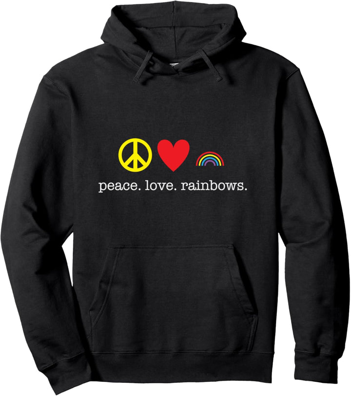 Cute Fun Rainbow Design for Peace and Love Pullover Hoodie